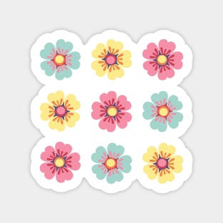 Spring flowers triangle patchwork quilt Sticker